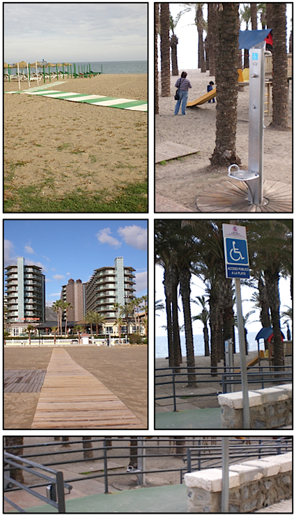 Percorsi e doccia accessibile sulla spiaggia di Torremolinos